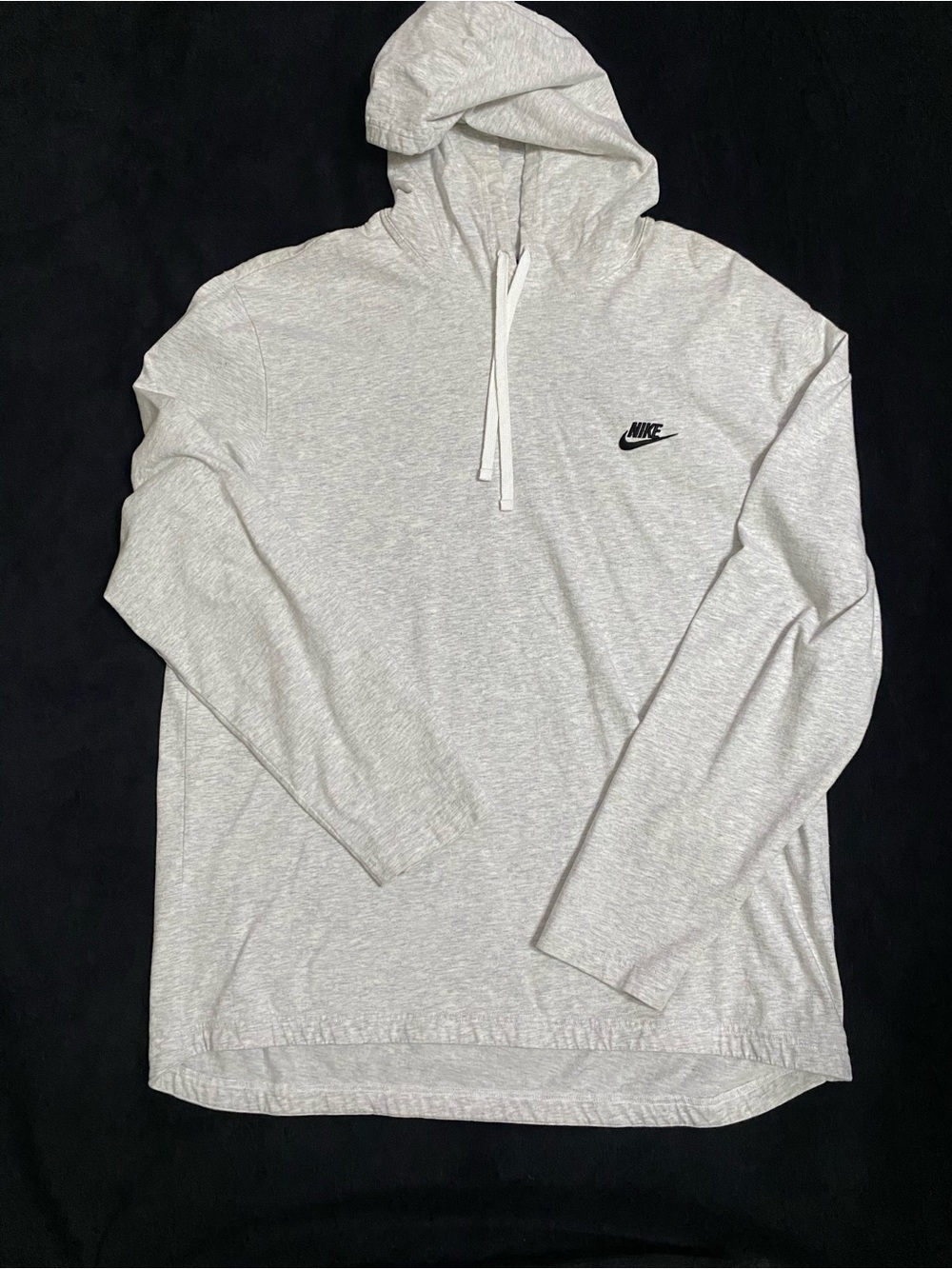 Nike Light Heather Gray Pullover Hoodie with Black Logo